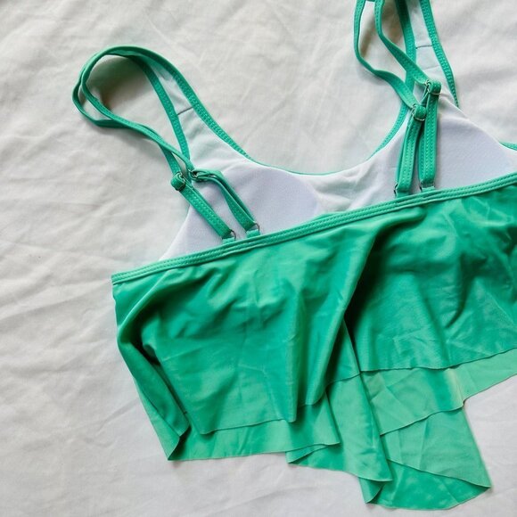New Without Tags Turquoise Swim Top Flowy Tankini Swimsuit Size L - Picture 5 of 7